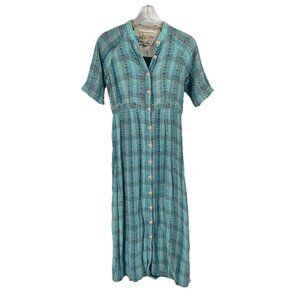Ace & Jig Blue Button Down Dress Short Sleeve Maxi Sz XS